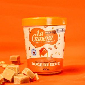 PASTA DE AMENDOIM SABOR DOCE DE LEITE COM CASTANHA DE CAJU 450g