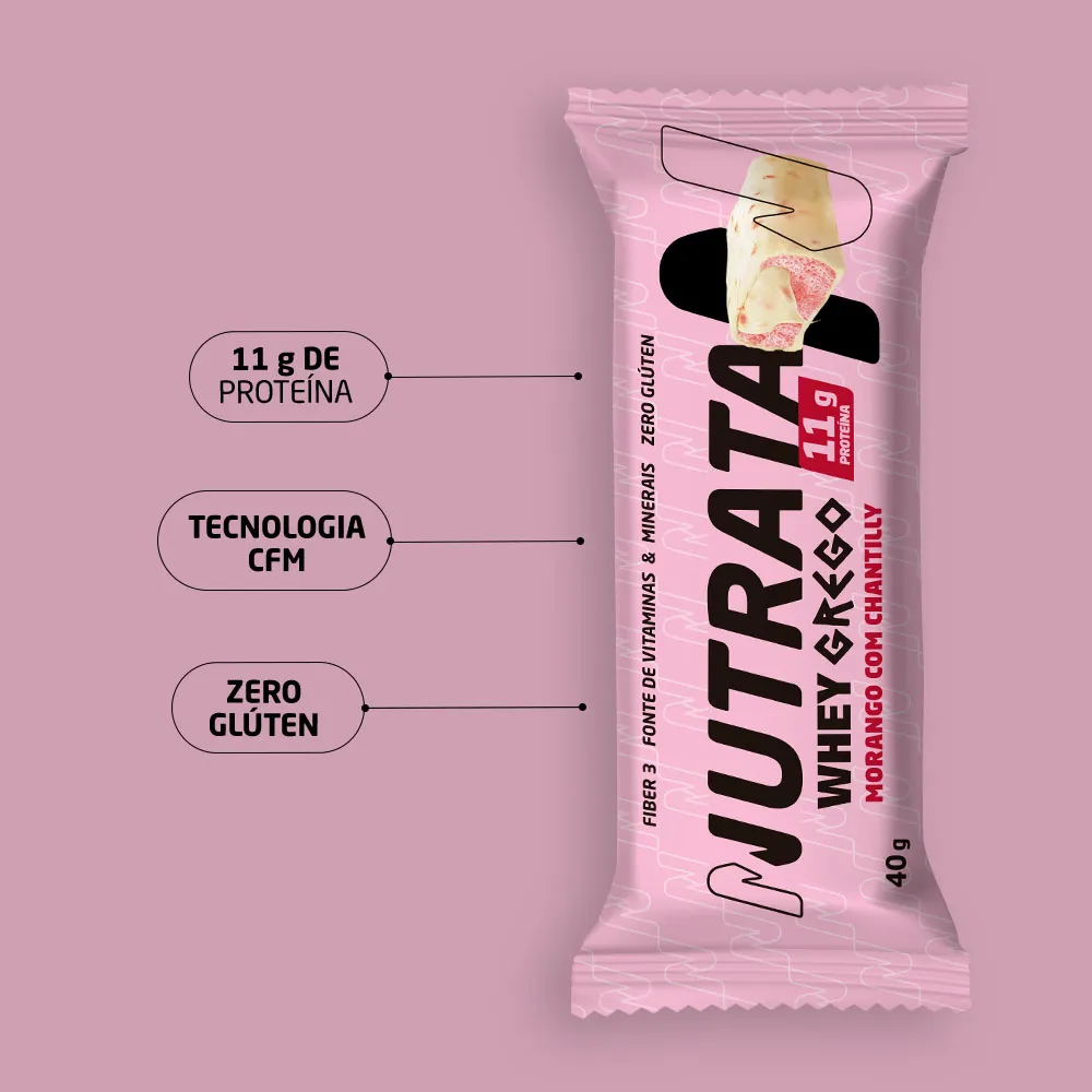 NUTRATA WHEY GREGO BAR MORANGO CHANTILLY