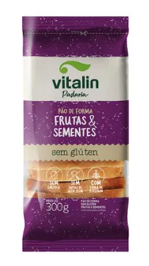 PAO DE FORMA FRUTAS E SEMENTES S/G 300G VITALIN